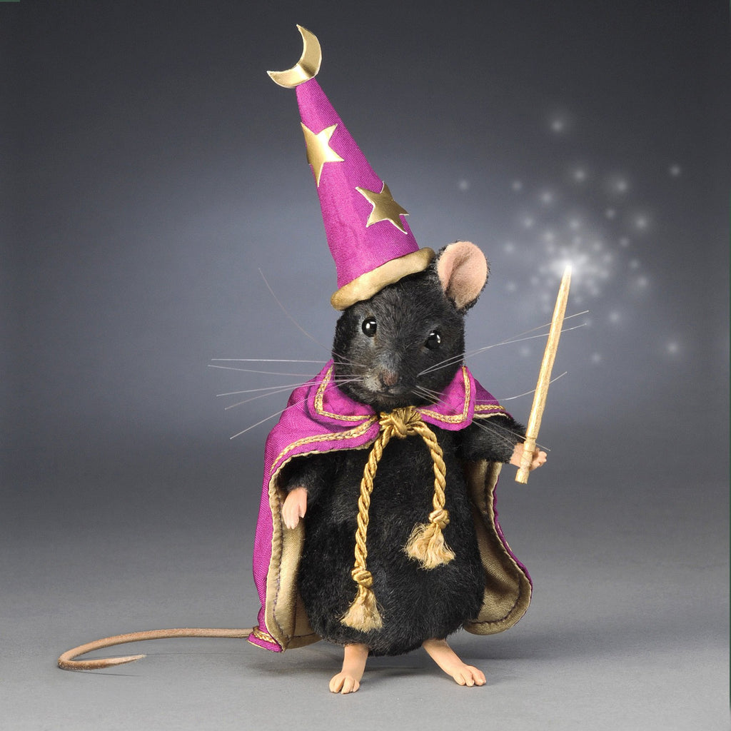 Black Magic - plush mouse doll dressed in wizard cap and cape