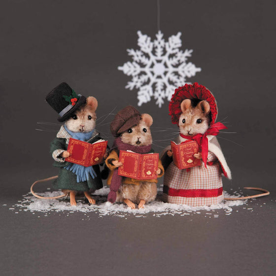 plush mice dolls dressed as carolers