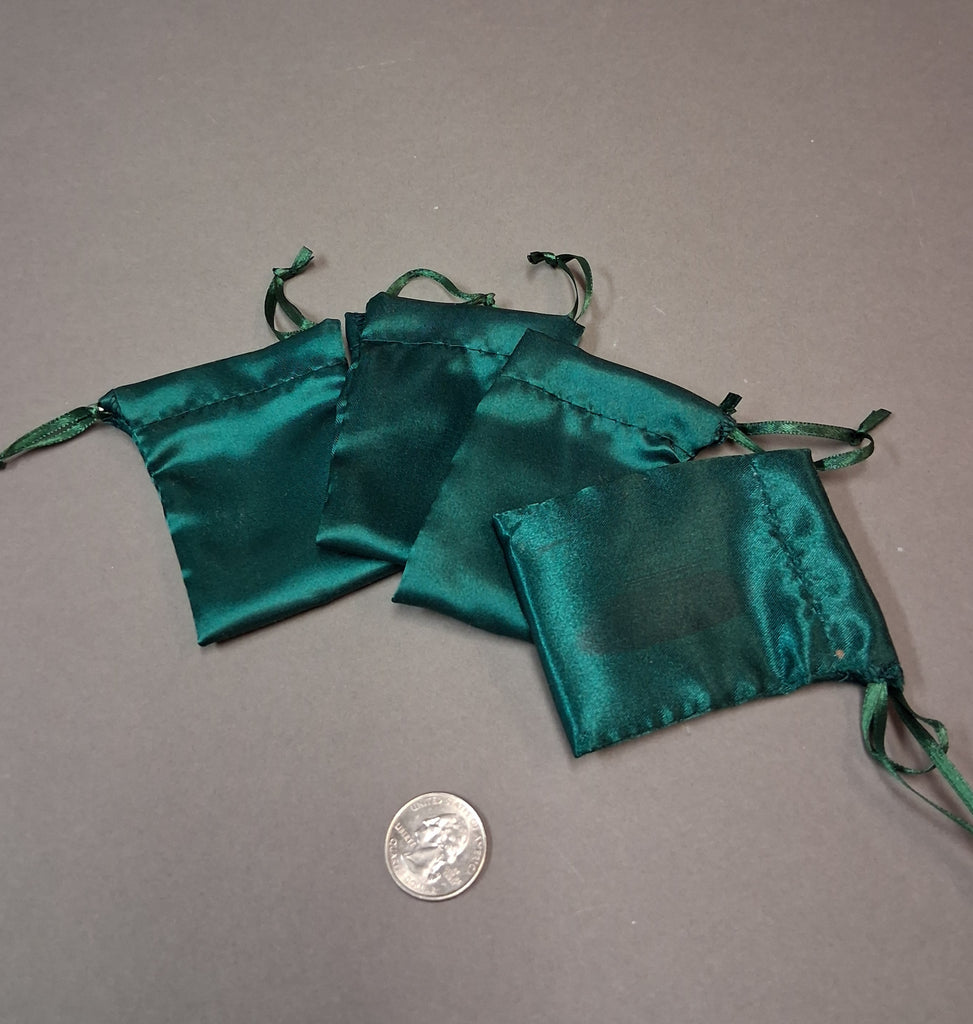 Green Satin Drawstring Gift Bags