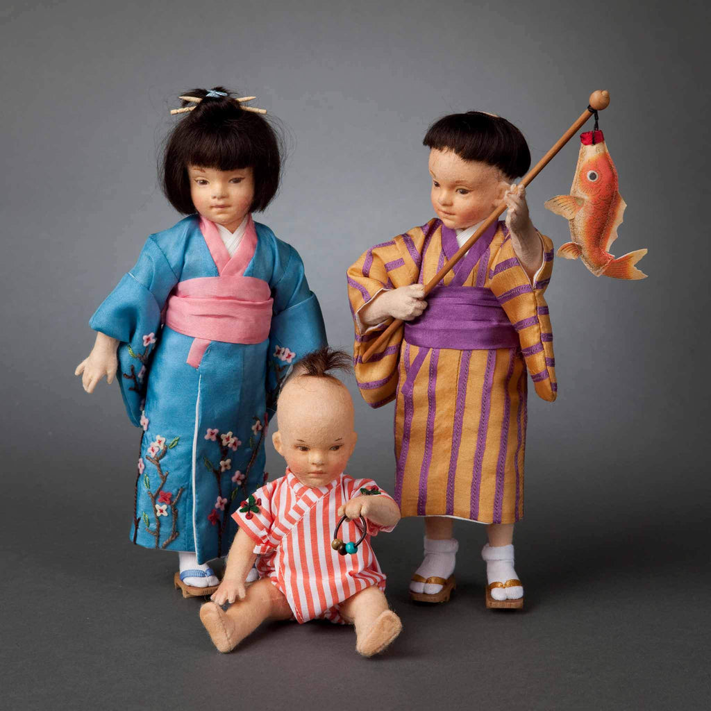 Children of Japan - hand crafted molded felt dolls