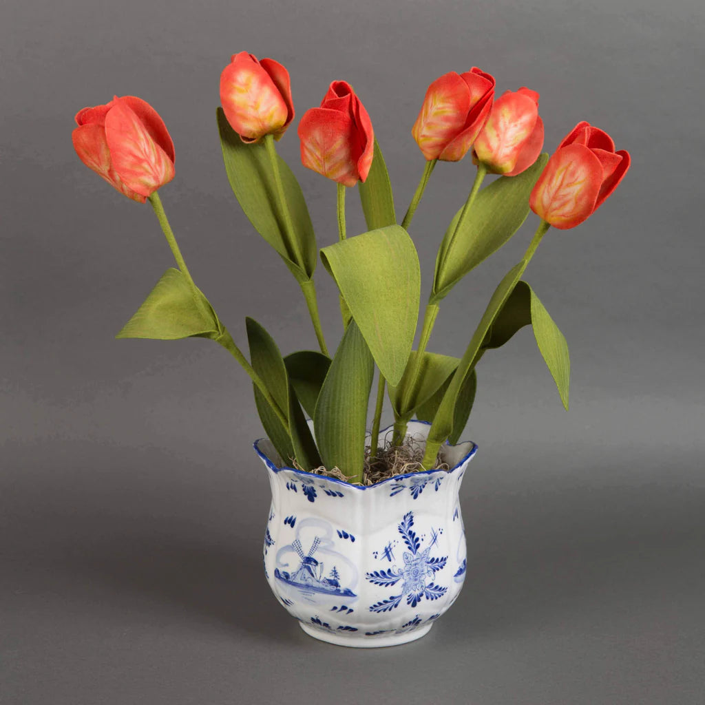 Delft-Style Blue Flower Pot