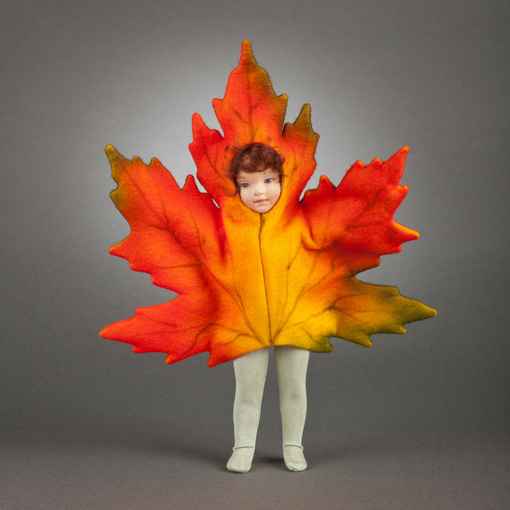 Autumn Leaf Dancer felt doll