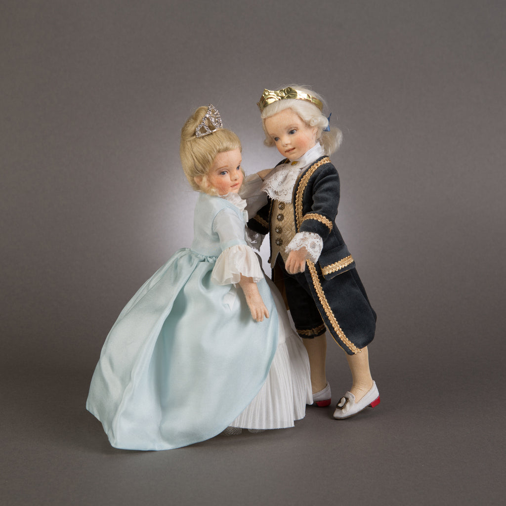 Cinderella and Prince Charming molded felt dolls
