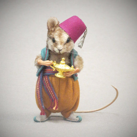 Aladdin Mouse - felt and mohair doll