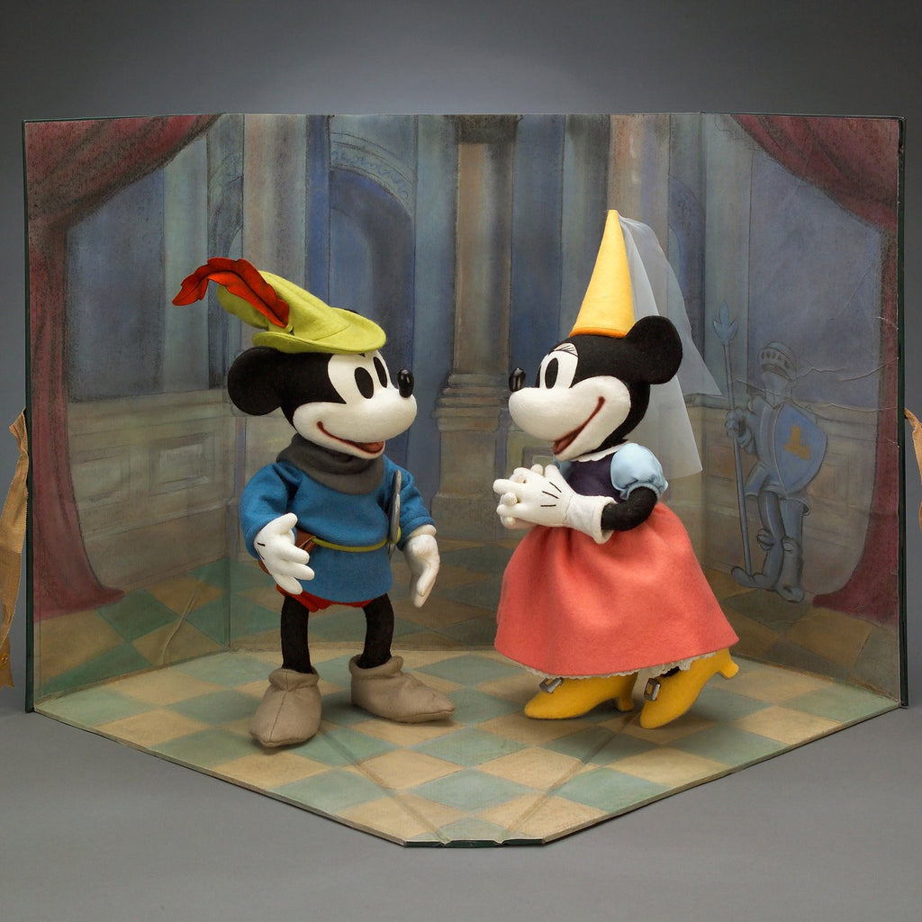 Mickey and Mini Mouse felt dolls dressed as the Brave Little Tailor and Princess