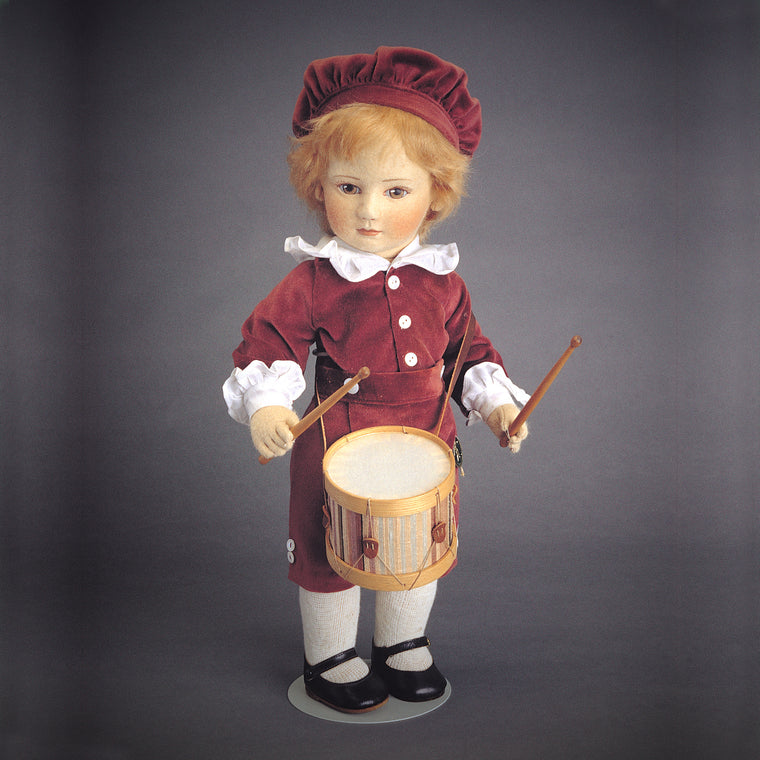 Edward and his drum molded felt doll