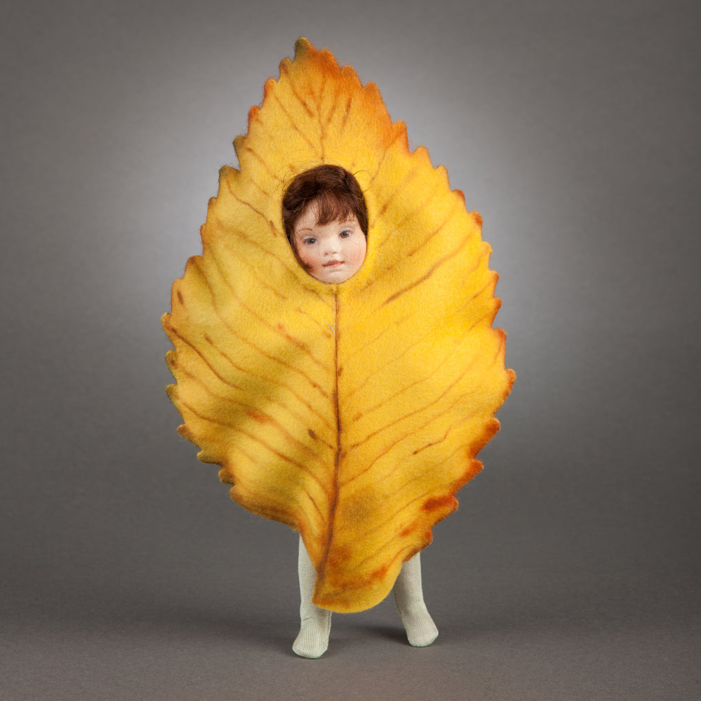 Autumn Leaf Dancer felt doll