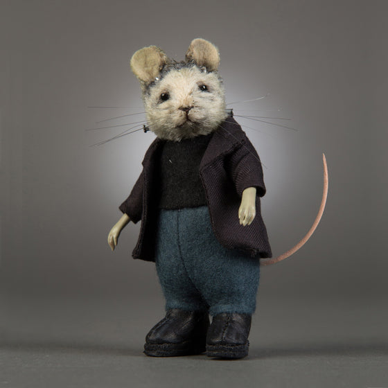 plush mouse doll dressed as frankenstein's monster