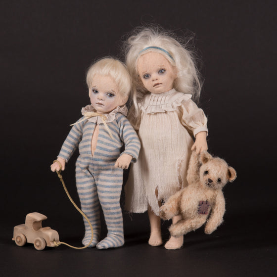 Adair and Jasper - felt doll produced by R John Wright Dolls in Bennington Vermont