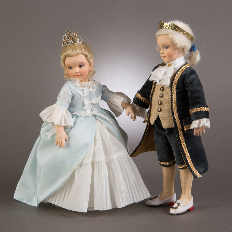 Cinderella and Prince Charming molded felt dolls